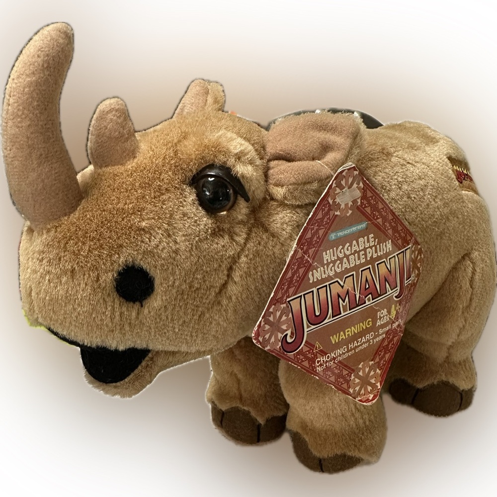VTG RARE 1995 COLLECTIBLE JUMANJI MOVIE RHINO HUGGABLE SNUGGABLE 12”x8.5x5 PLUSH